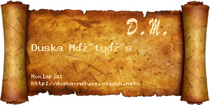 Duska Mátyás névjegykártya